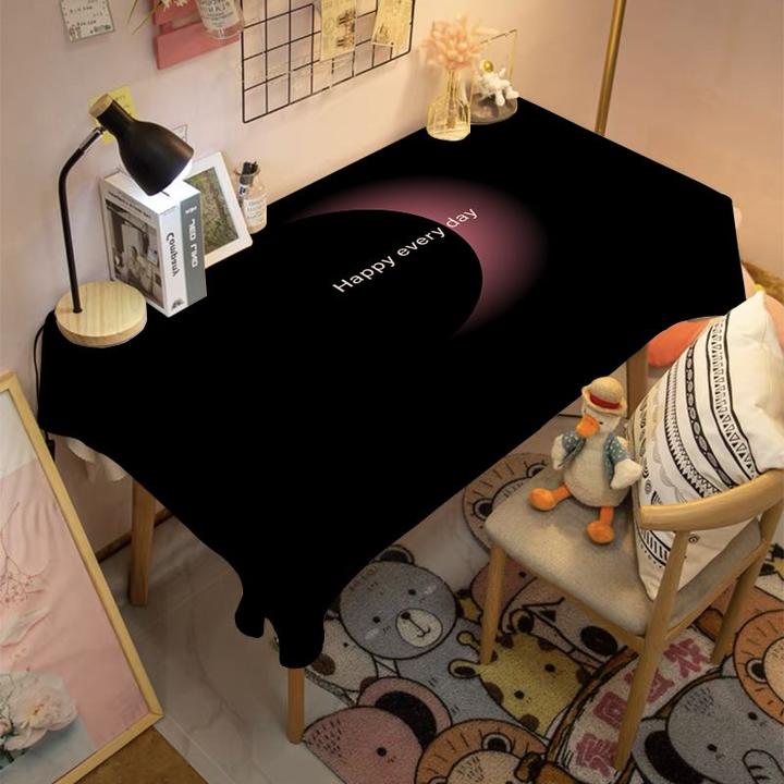 ins风黑粉渐变高级感盖布书桌少女心满铺桌布简约风桌布家用布艺