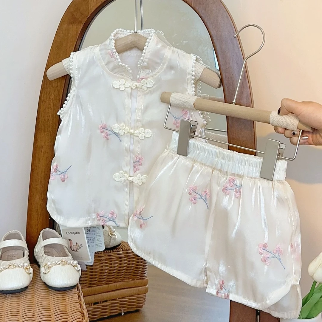 女童夏季套装2024新款女孩短裤夏款宝宝衣服夏天中式国风24029