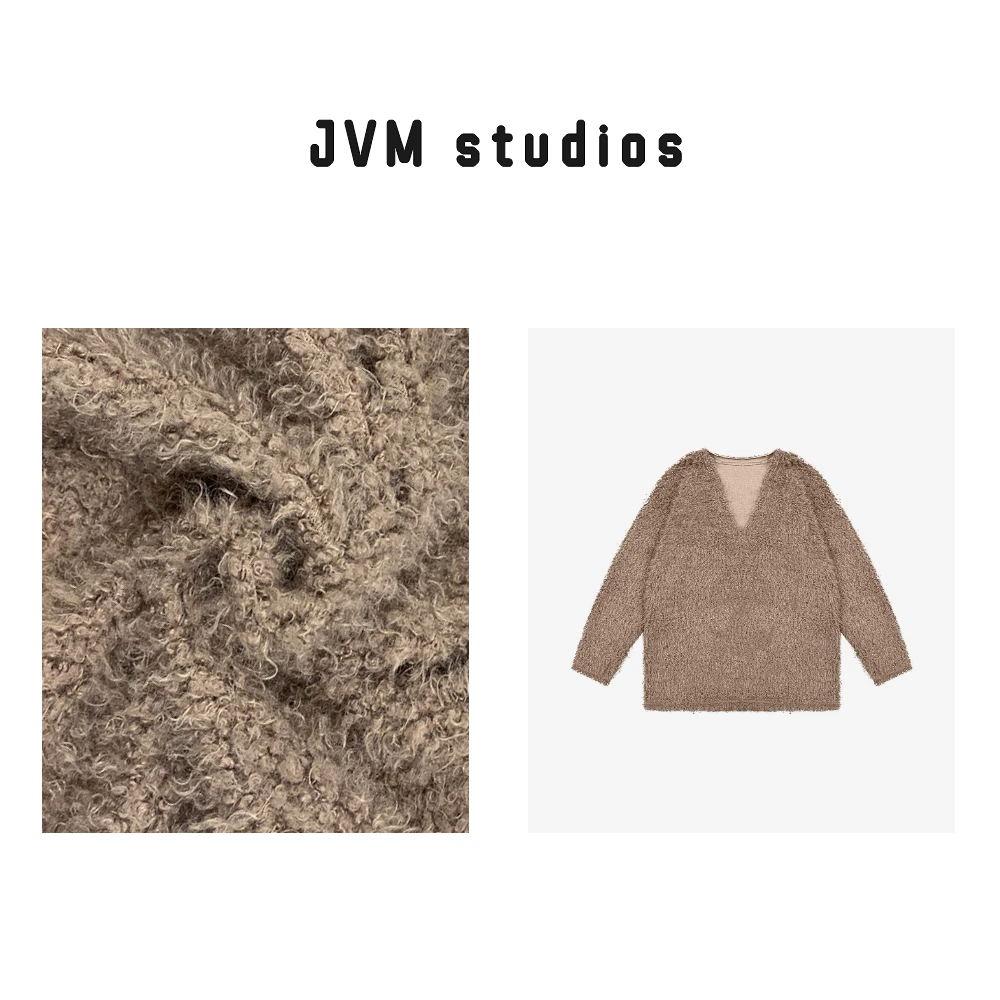 2024新款JVM定制9287时尚百搭V领毛毛上衣