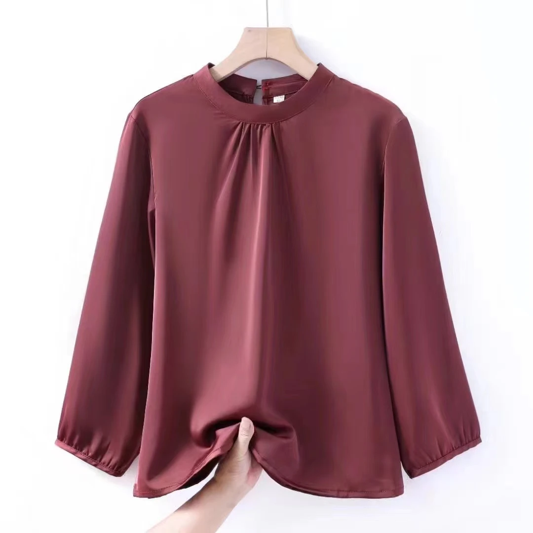 2025-5045新款中年妈妈装气质减龄纯色长袖小衫（秋款）