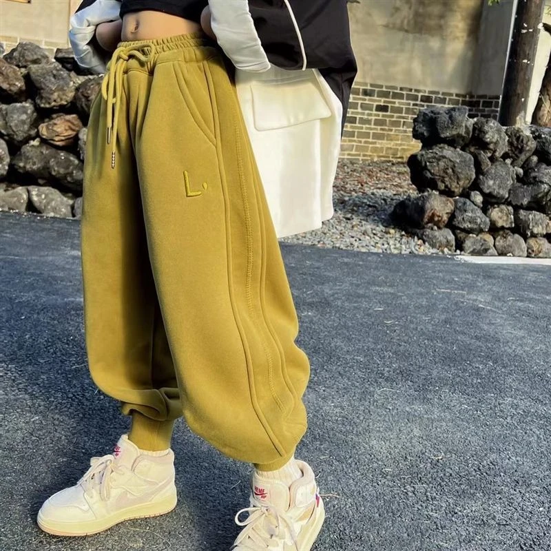 【小扬哥推荐】女童裤子冬季加绒2023新款卫裤男童一体绒棉裤加厚