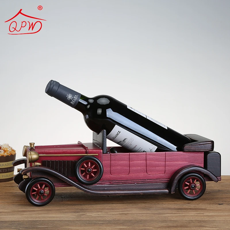欧式创意复古老爷车实木酒瓶架葡萄酒架个性酒架家用红酒架摆件