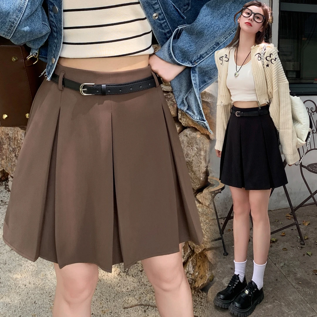 【想遮肚子肉肉的，入这个裙子】大码微胖遮肉显瘦高腰西装半身裙