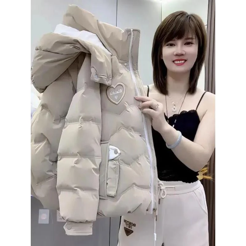 艾莱依羽绒羽绒服女加厚女士冬季新款亮皮免洗棉袄连帽大码时尚百