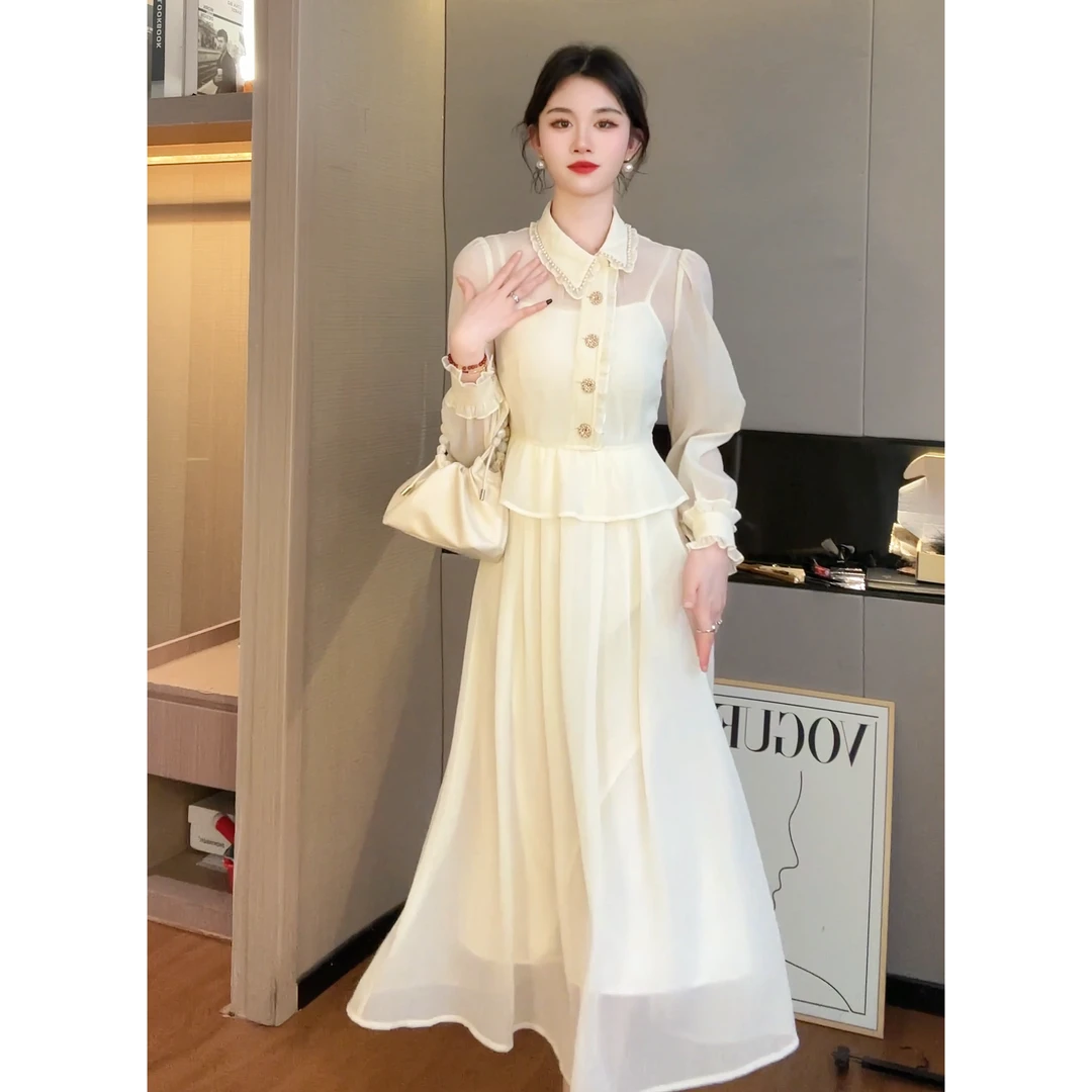 【梦梦&GERTC】淮南皓月 春款小香风法式收腰气质连衣裙 GC241L1003