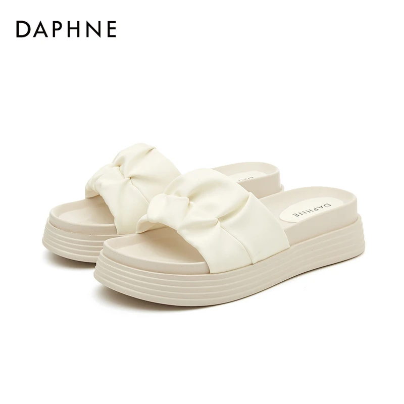 Daphne/达芙妮小香风女鞋2025新款夏季一字拖鞋厚底防滑外穿凉拖
