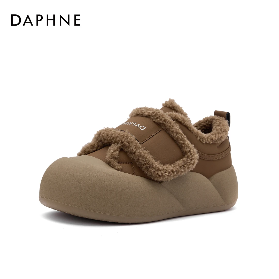 Daphne/达芙妮品牌休闲单鞋新款时尚百搭厚底加绒保暖软底鞋X