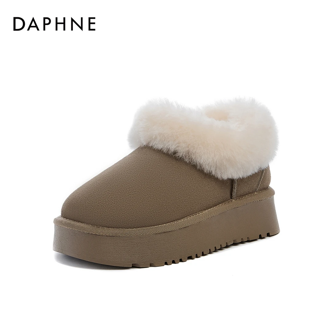 Daphne/达芙妮加绒保暖舒适棉鞋冬季新款百搭厚底雪地靴X