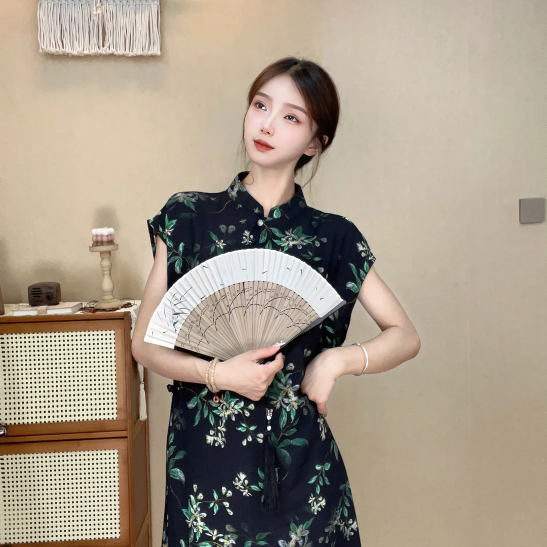 艺润家【暗香】国风女装连衣裙新中式长裙子夏季中国风复古显瘦气质