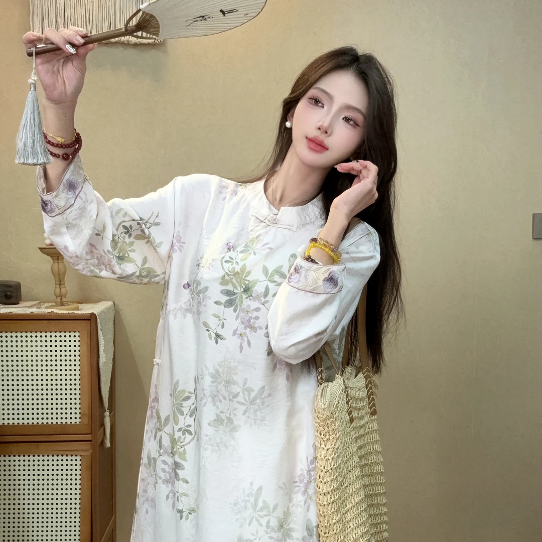 艺润家【紫藤萝】新中式国风气质新中式长裙子中国风百搭时尚复古
