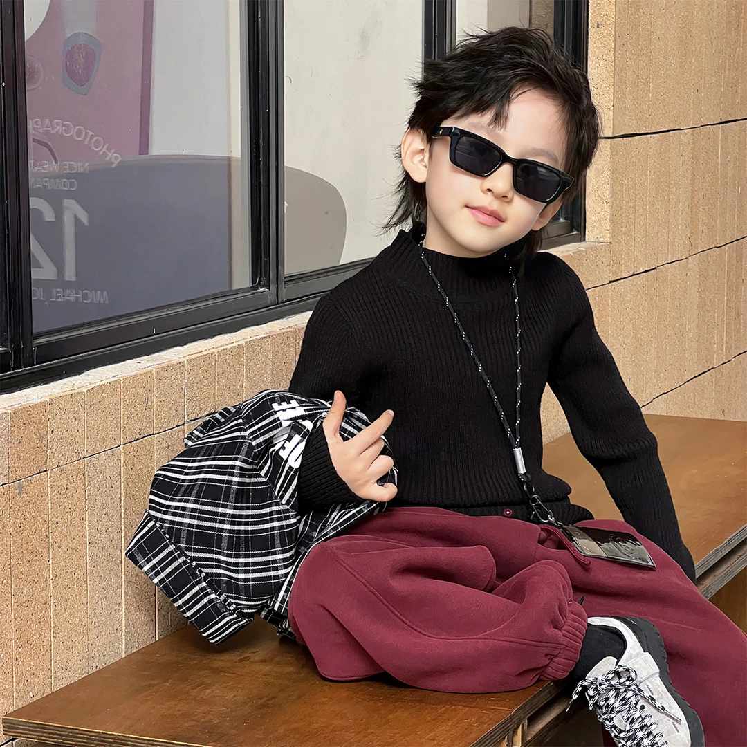 派町春秋款儿童韩版中大男童纯色保暖修身半高领毛衣WP0207-WPP