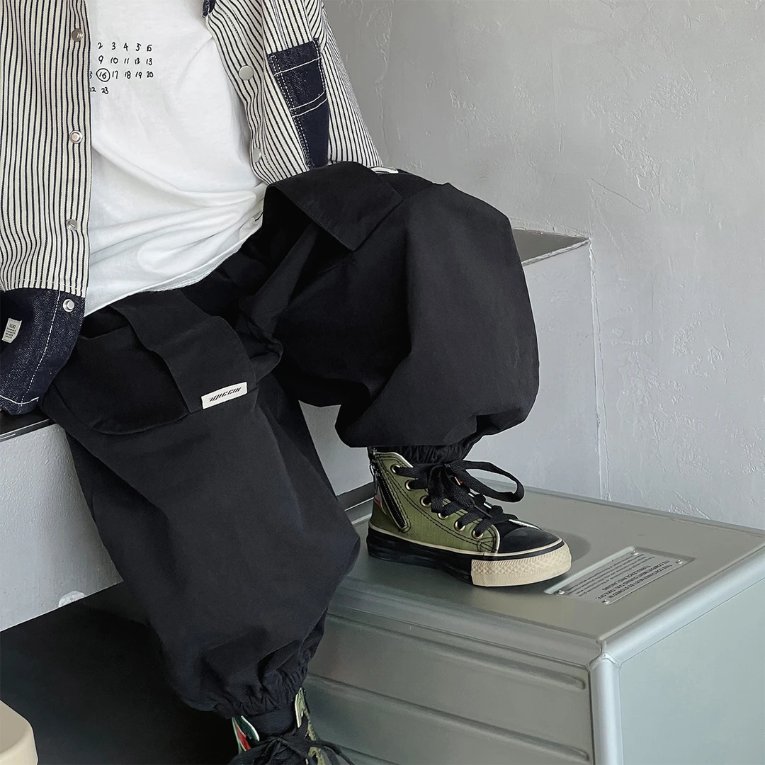 派町春秋款儿童韩版时尚潮流简约百搭休闲运动束口裤子WP0007-WPP