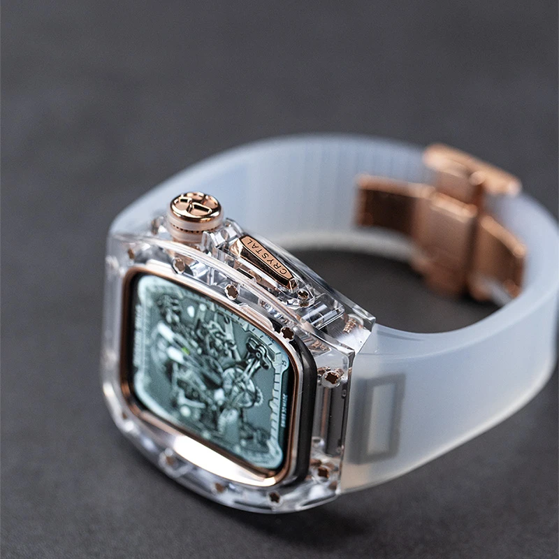 本亦优品CRYSTAL水晶材质iwatch透明改装表壳applewatch表带ultra