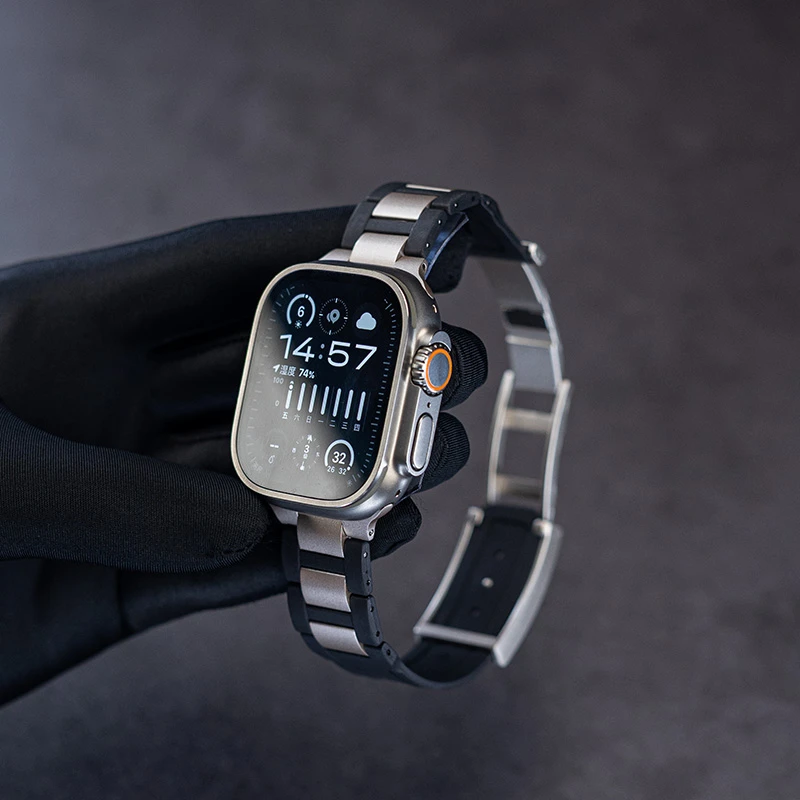 小众男女款橡胶金属iwatch表带适用苹果手表applewatch表链ultra