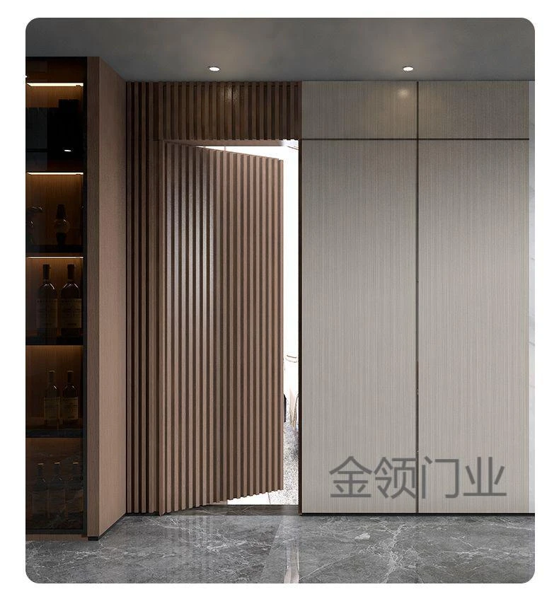 工厂直销实木格栅隐形门定制电视背景墙 沙发墙同色木饰面隐藏门