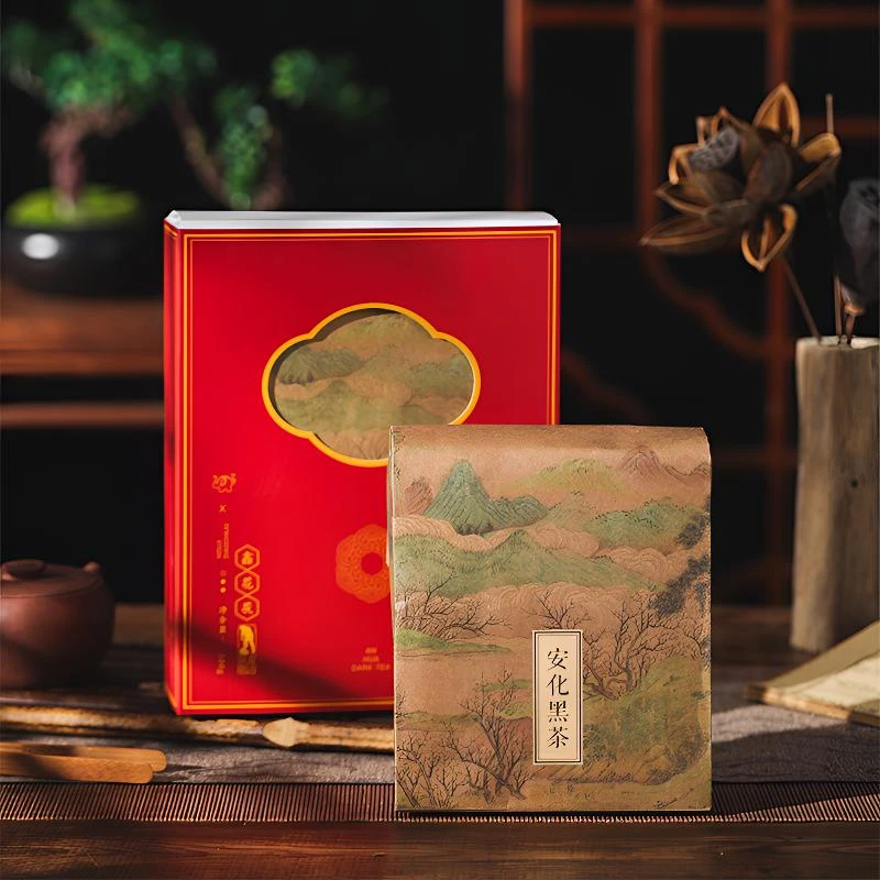 纯手工2019年料 三倍金花手筑茯砖 鑫花茯砖茶500g 安化黑茶浓郁