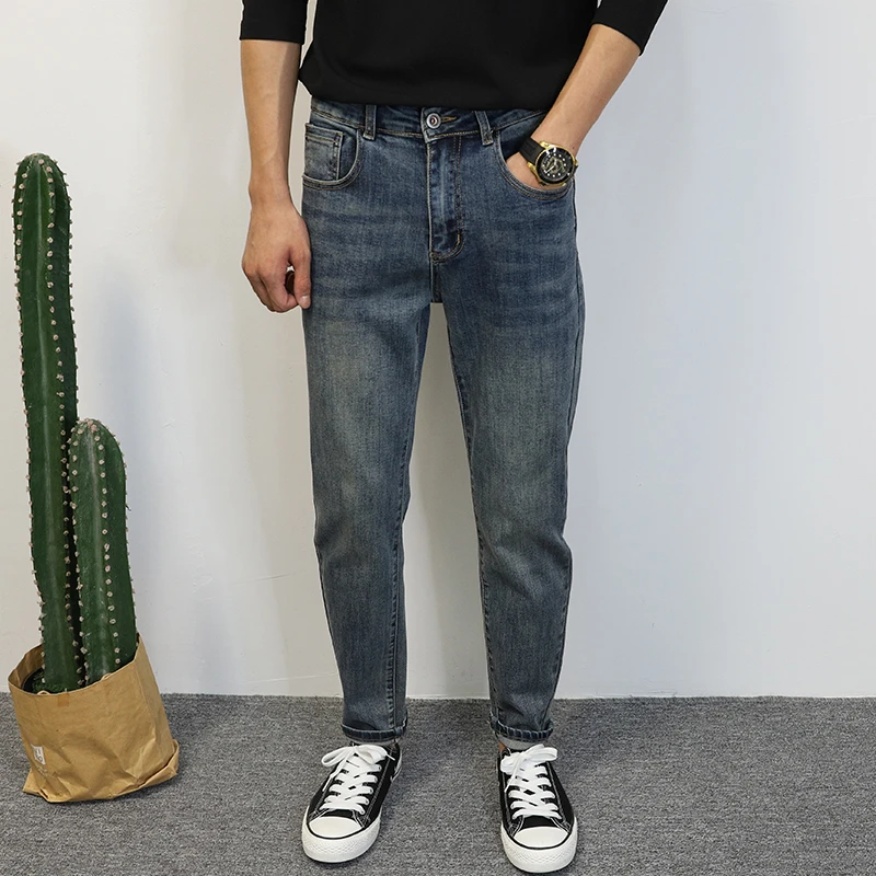 牛仔裤男修身小脚长裤韩版潮流2025春季新款百搭显瘦时尚休闲复古