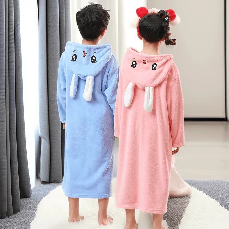 2025新款可爱儿童浴巾柔软连帽带袖加厚吸水洗澡浴衣斗篷浴袍F050