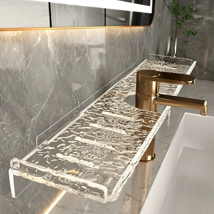 洗手台水龙头置物架亚克力卫生间洗漱台壁挂式免打孔收纳架子C393