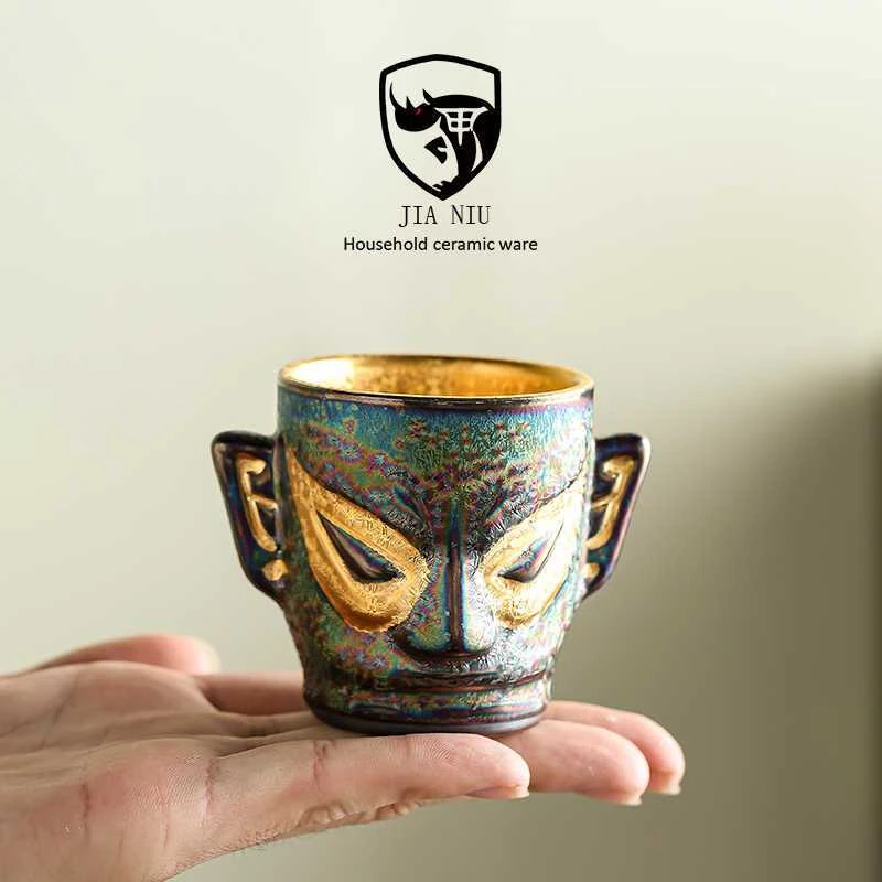 传奇三星堆金内胆主人杯大师手工艺术复古鎏金杯家用高档礼品茶杯