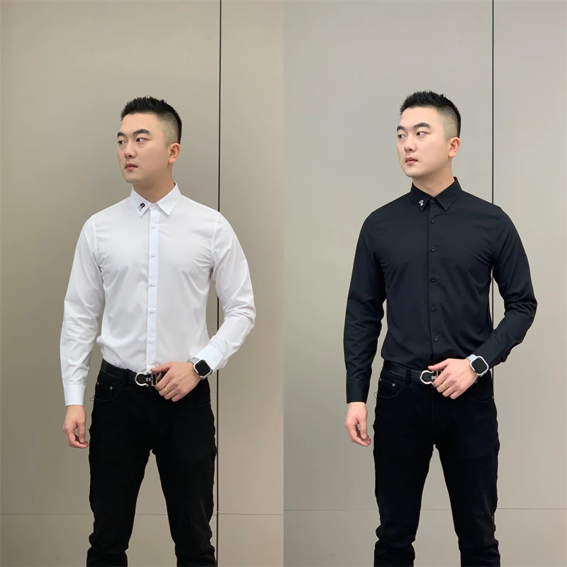 T&X/梯形新款男士修身显瘦时尚商务休闲百搭气质长袖衬衫（0001）