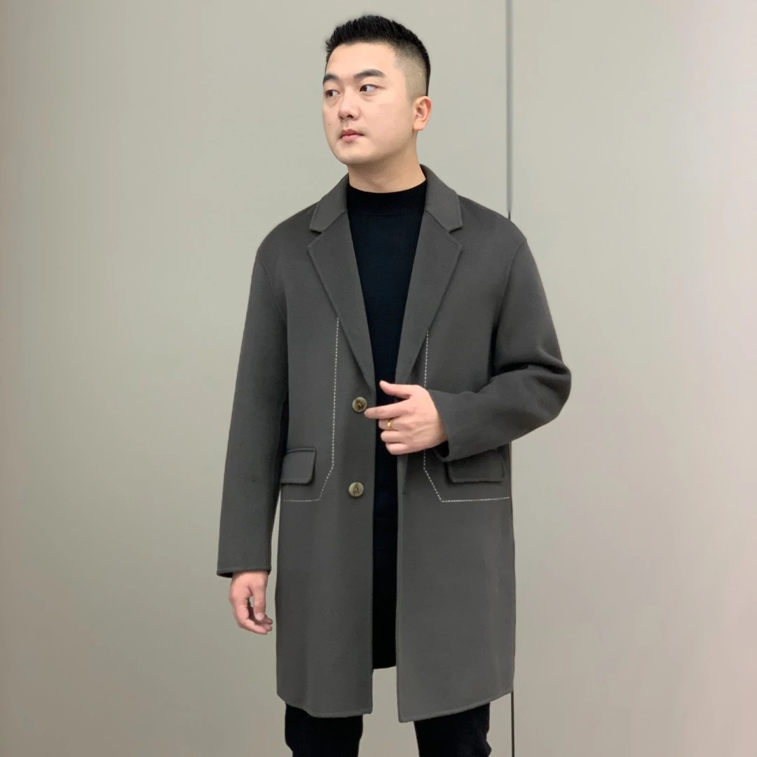 T&X/梯形男士韩版秋冬季商务长款2色时尚长袖风衣百搭外套（0029）