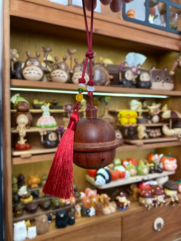 由物喜/桌面可爱小摆件大铃铛木头的