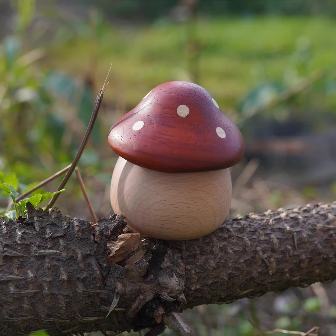 由物喜/原木蘑菇摆件首饰收纳