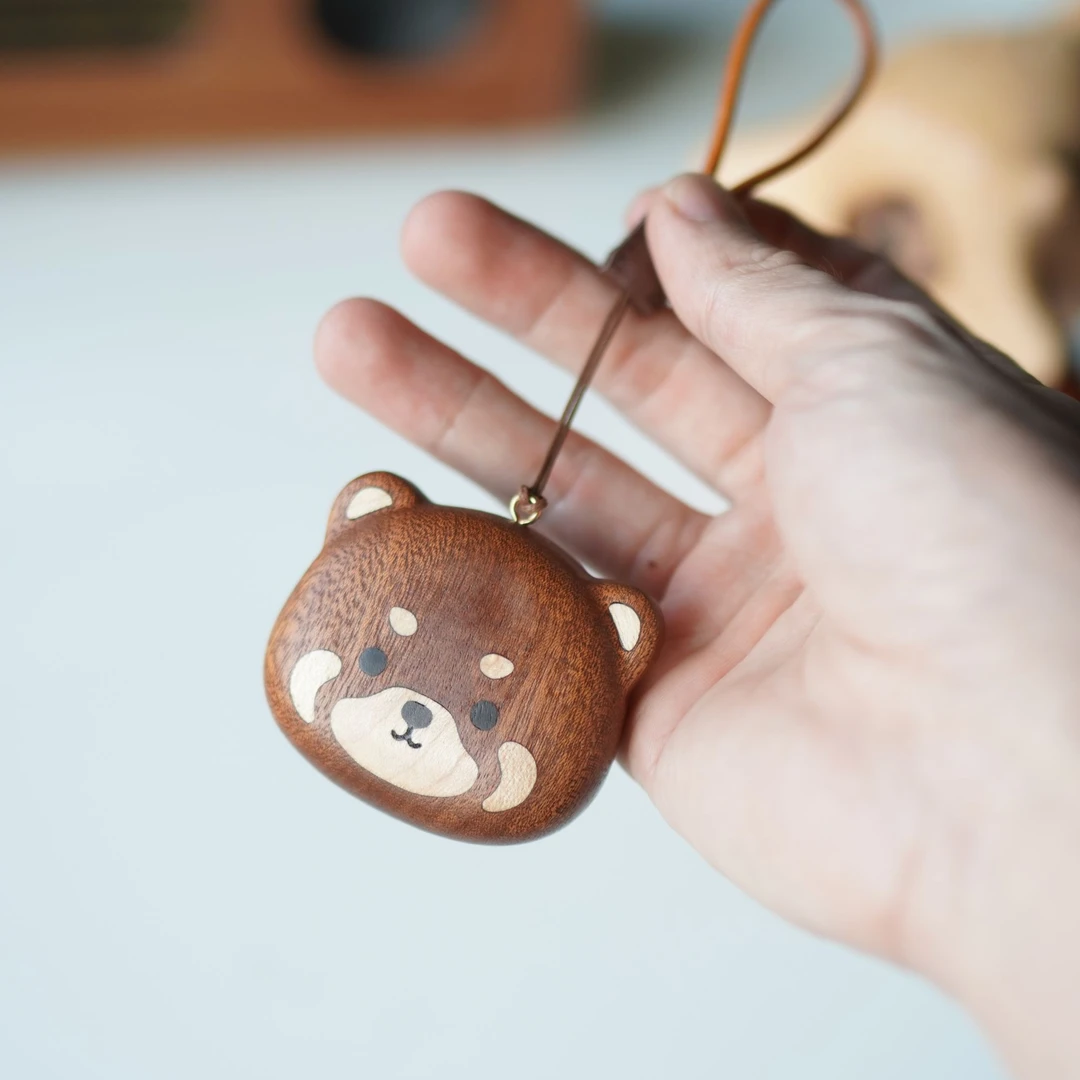 小熊猫钥匙扣挂件木质可爱原木