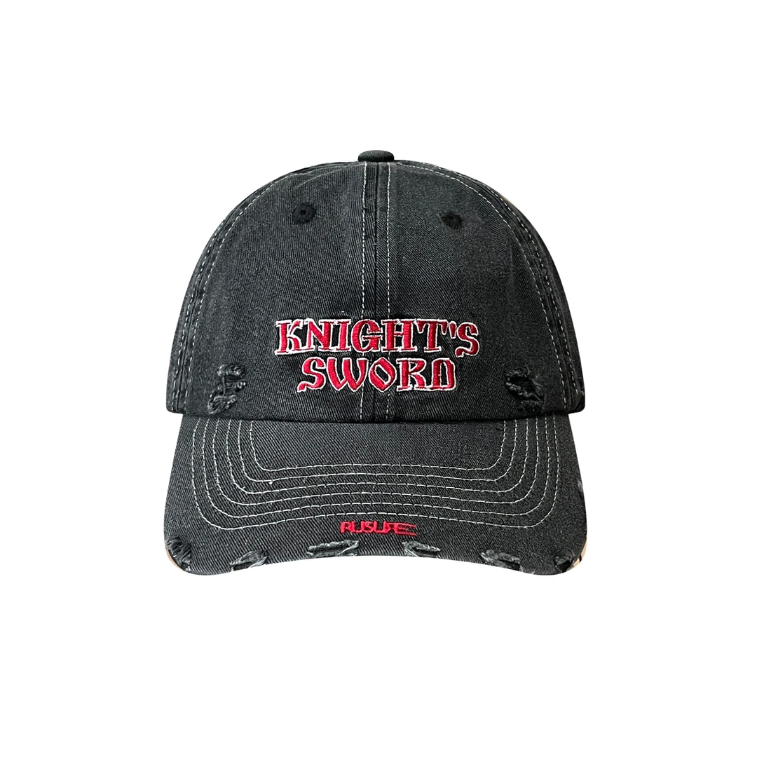 RUSURE骑士之剑刺绣破坏弯檐鸭舌帽