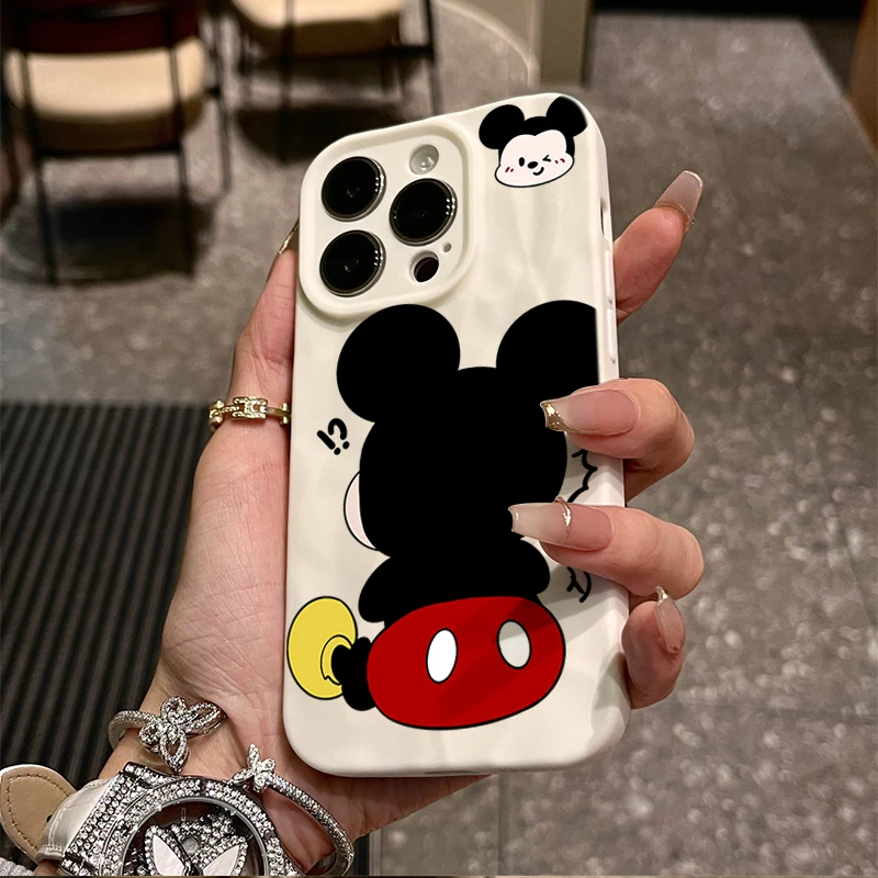 背影米老鼠苹果15promax褶皱手机壳iphone14全包13p12软11/8x卡通