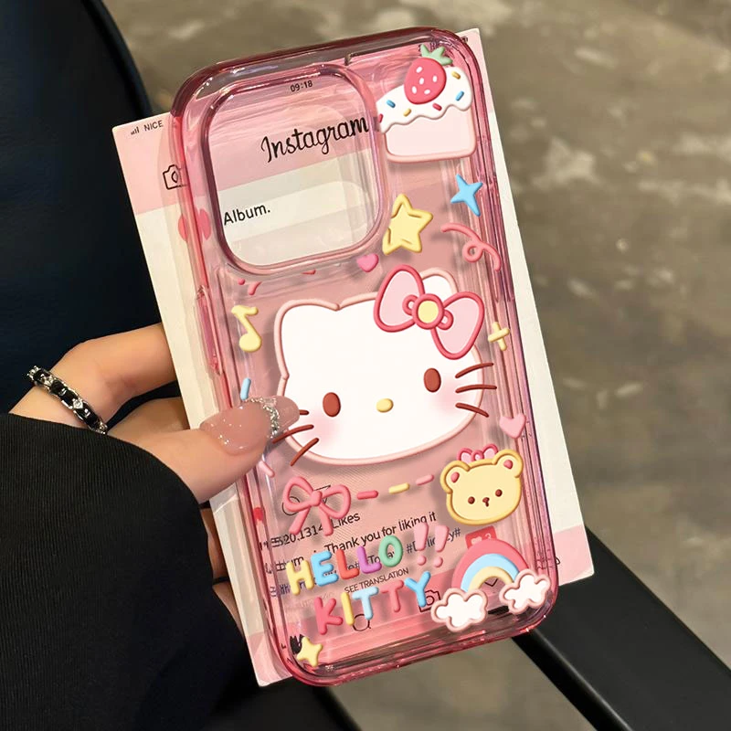 蛋糕凯蒂猫适用iphone15 14promax苹果11手机壳13软胶12防摔8卡通