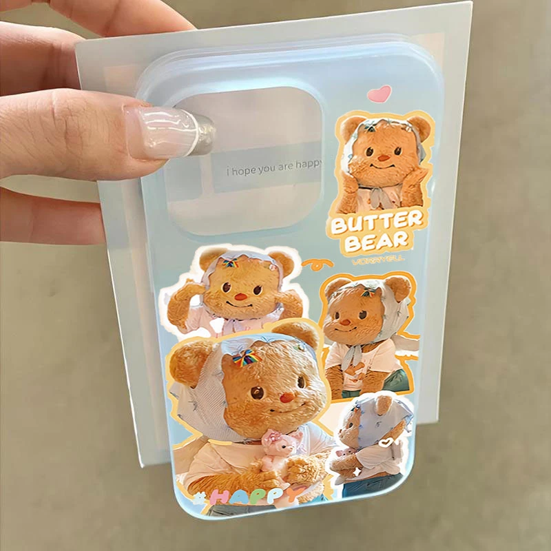 黄油小熊适用iphone15苹果手机壳SE2软胶14promax幻影13磨砂12/11