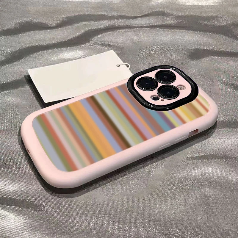 模糊条纹适用苹果14promax手机壳iphone15全包11硅胶13软12防摔