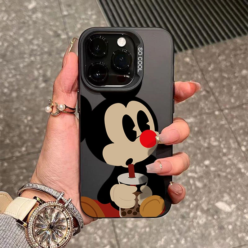 奶茶米奇适用苹果16/15手机壳iphone14Promax元气13软胶12防摔11x