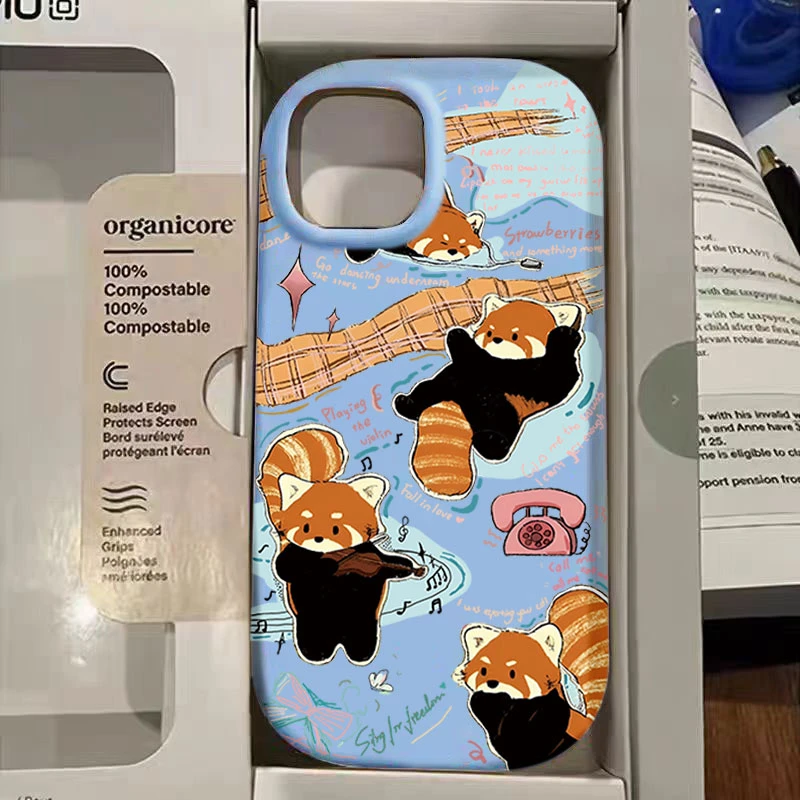 菲林小熊猫适用iphone15苹果手机壳14promax硅胶13_12创意11防摔X