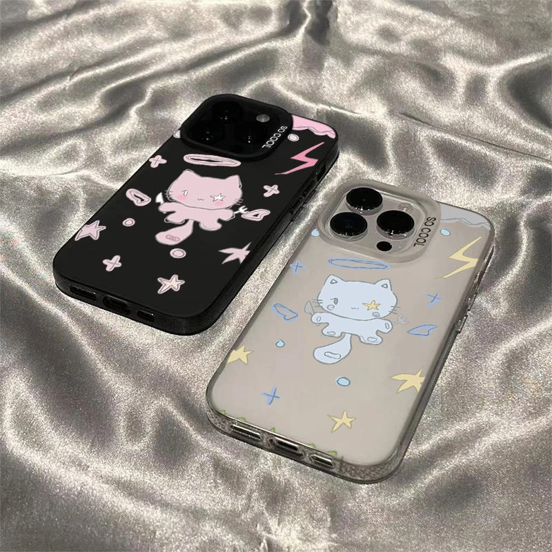 地雷系情侣小猫适用苹果16/15手机壳iphone14Promax13软胶12/11XS