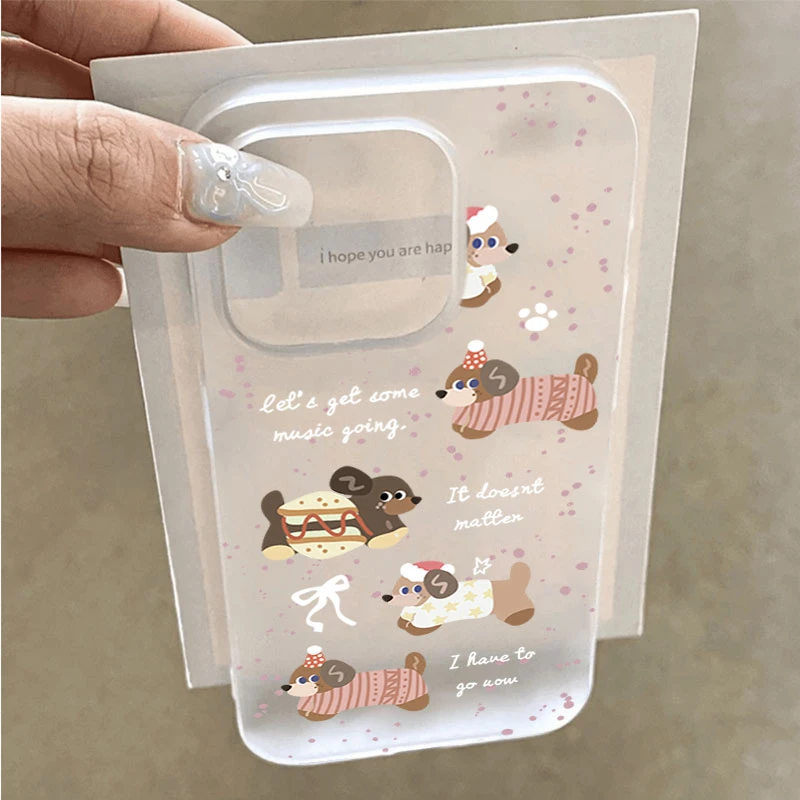 可爱腊肠狗适用iphone171615苹果手机壳SE软胶14promax13磨砂1211