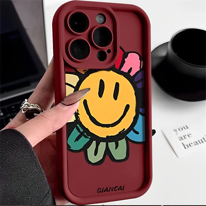 彩色太阳花苹果15手机壳iPhone14promax软硅胶13全包12防摔11 X