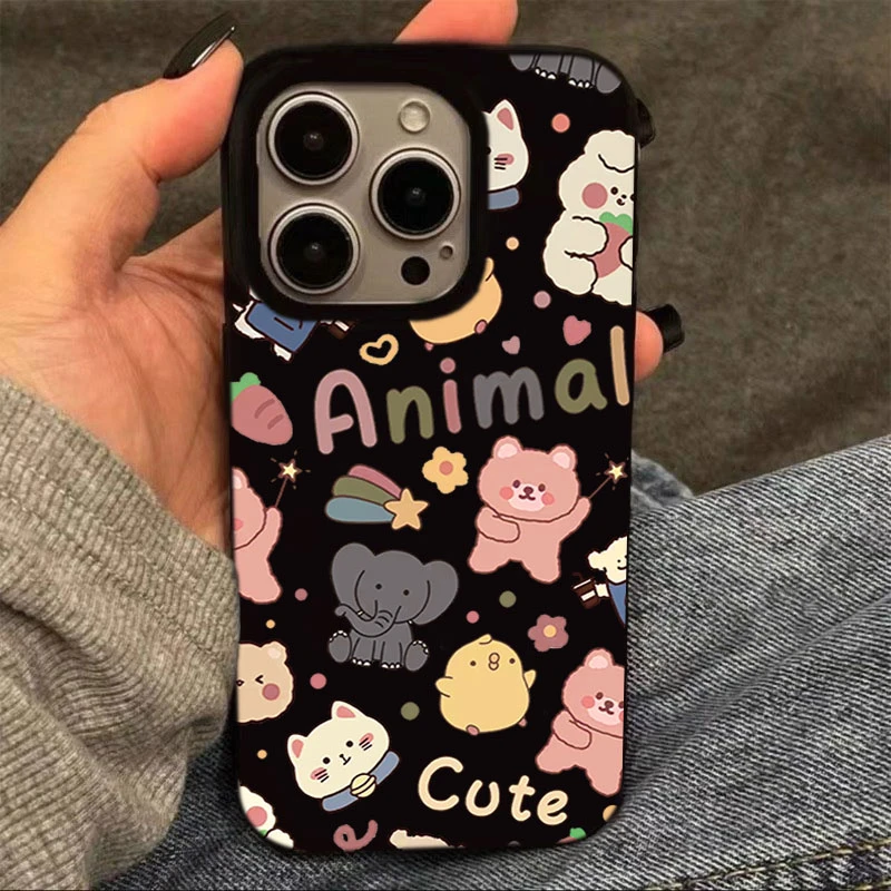动物派对适用苹果15手机壳iphone13亮面14promax新款12软11可爱女
