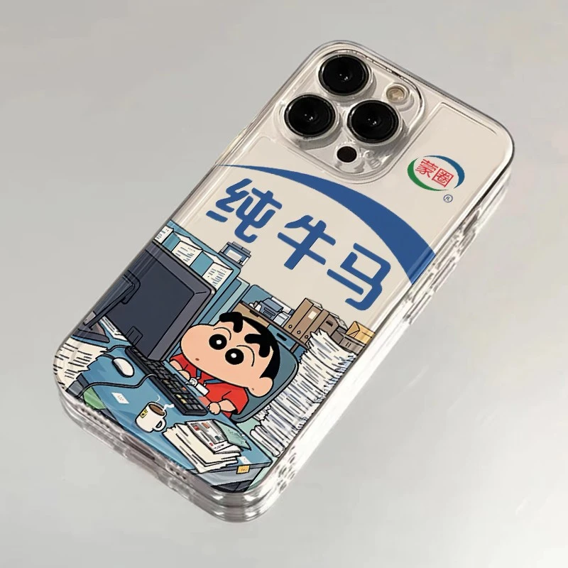 纯牛马小新适用iphone16pro/15手机壳苹果13/12/11透明14pro卡通8