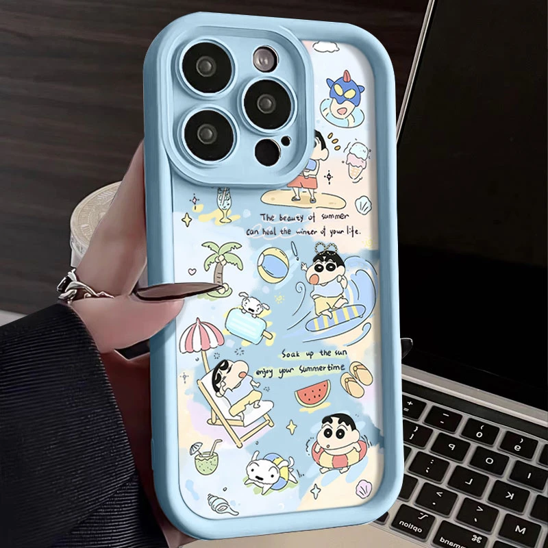 美好夏日小新适用iphone16苹果手机壳15promax金刚砂1413全包1211