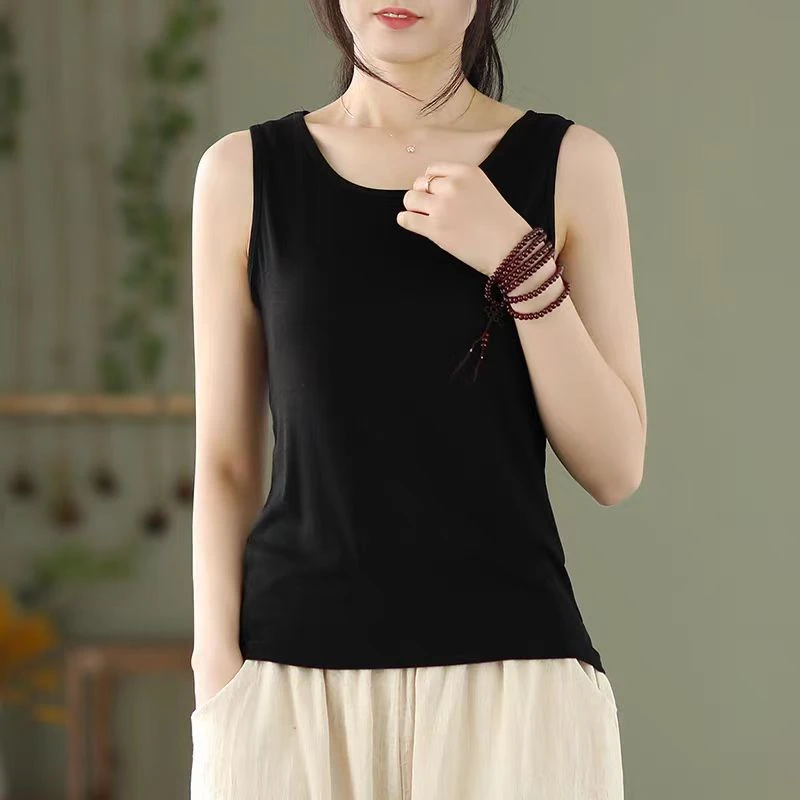 【佐梦】3320女背心打底时尚百搭宽松纯色大码女背心无袖