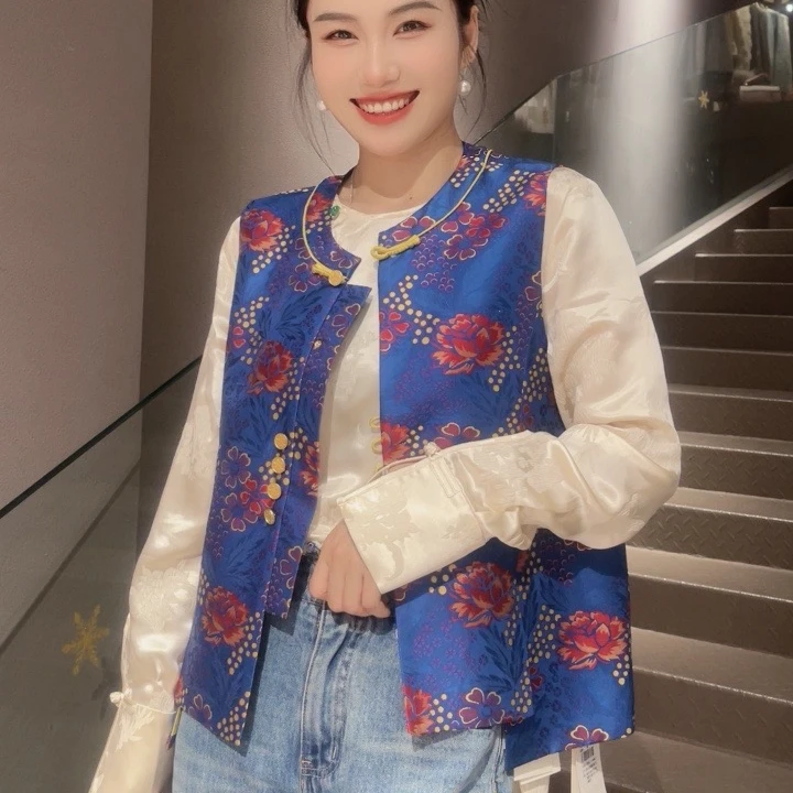 《国风定制》春季复古中国风中式立领百搭重工宋锦马甲6370宽松