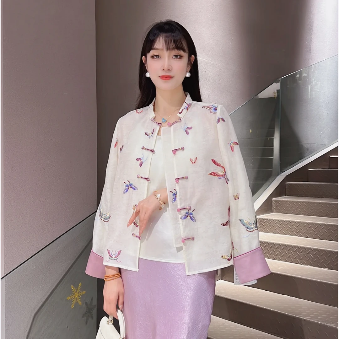 《国风定制》《云紫蝴蝶》时尚中国风新中式气质中国风重工薄外套0813