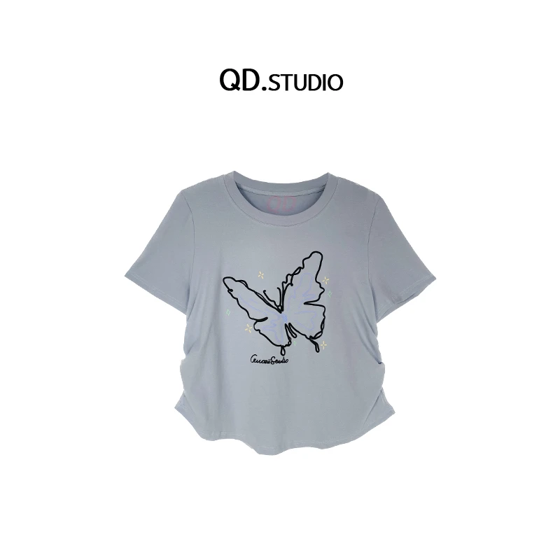 2025年新款大码女装蝴蝶印花短袖T恤2783