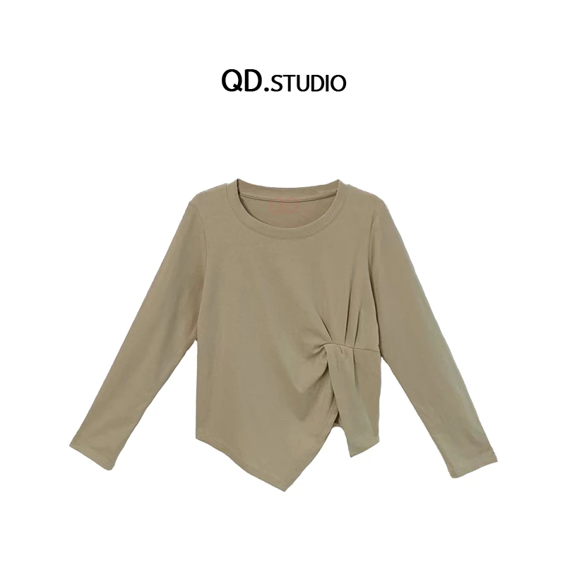 2902  大码女装设计感扭结显瘦长袖T恤上衣