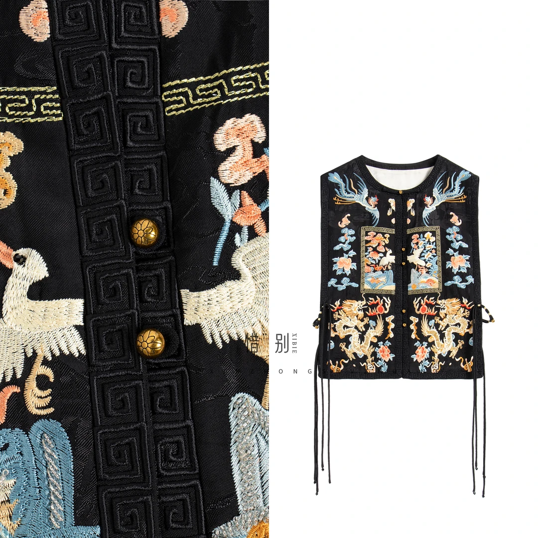 【鎏金龙吟】24秋冬新款中式国风重工定位刺绣珠片圆领无袖马甲