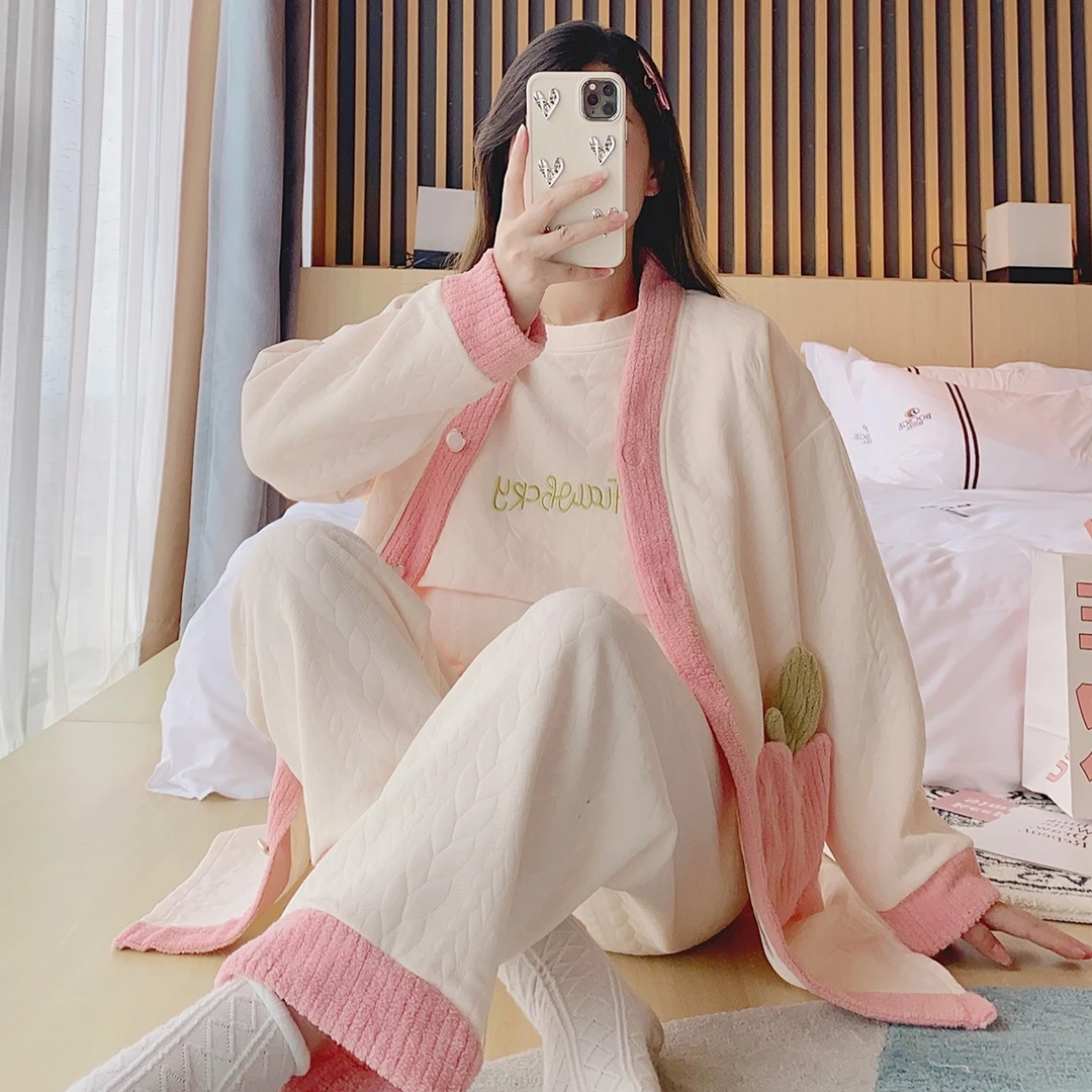 【秋冬空气棉】月子服冬纯棉产后哺乳11-12-1-2月三件套孕妇睡衣