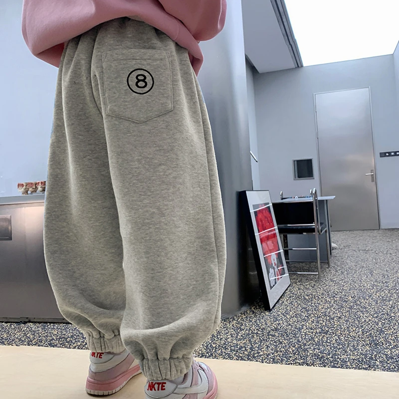 女童休闲裤冬装2023新款儿童冬季女大童卫裤加绒加厚秋冬外穿裤子
